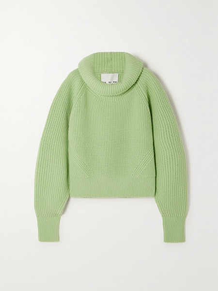  Sasuphi Sasuphi - + Net Sustain Ribbed Wool And Cashmere-blend Turtleneck Sweater - Light Green 