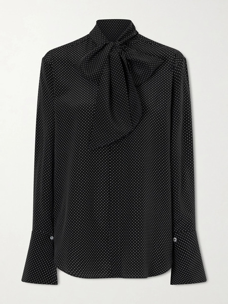 Sasuphi Sasuphi - Pussy-bow Polka-dot Silk-satin Blouse - Black 