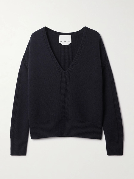  Sasuphi Sasuphi - Rasato Merino Wool And Cashmere-blend Sweater - Navy 