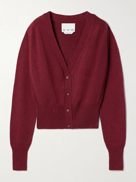  Sasuphi Sasuphi - Ribbed Cashmere Cardigan - Burgundy 