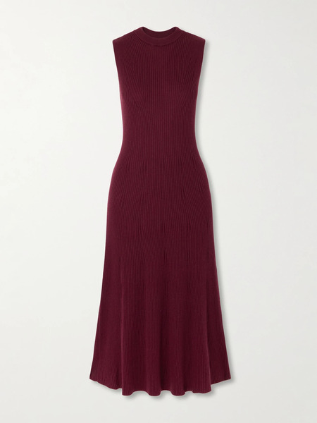  Sasuphi Sasuphi - Ribbed-knit Cashmere And Silk-blend Midi Dress - Burgundy 