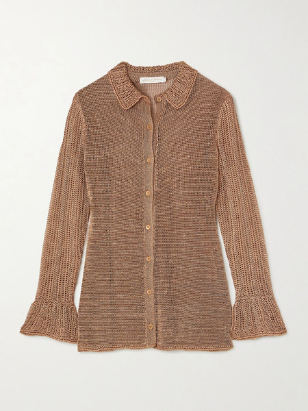  Savannah Morrow The Label Savannah Morrow The Label - + Net Sustain Rajasthan Metallic Crocheted Shirt - Beige 