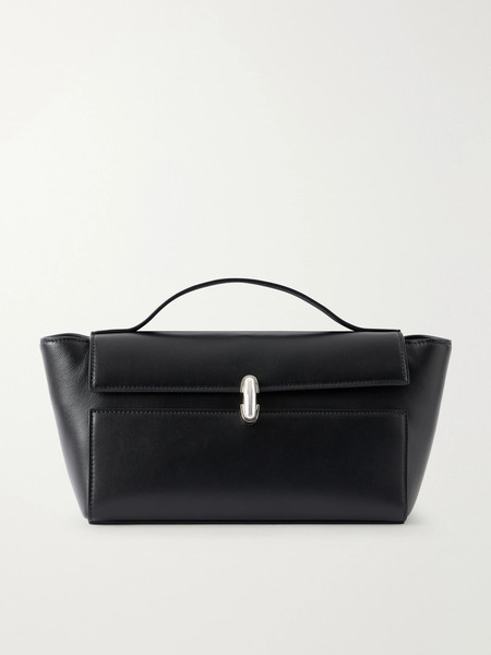 Savette Savette - Symmetry Trapeze Pochette Leather Tote - Black 