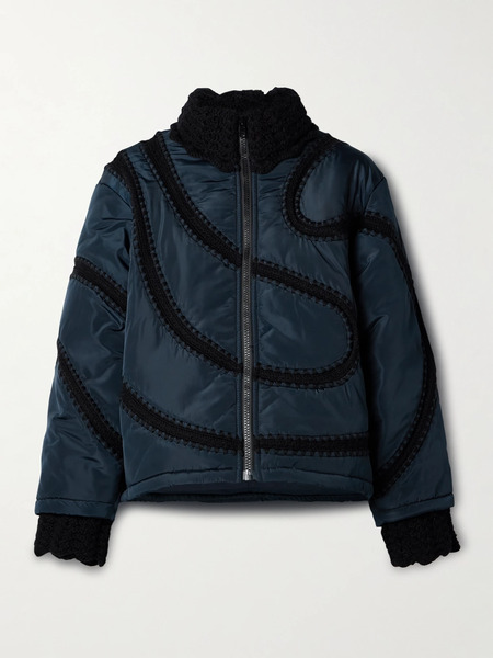 Sea Sea - Averie Crochet-trimmed Shell Bomber Jacket - Navy 