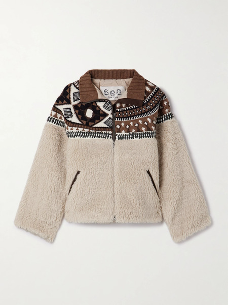  Sea Sea - Linea Fair Isle Merino Wool And Fleece Jacket - Brown 