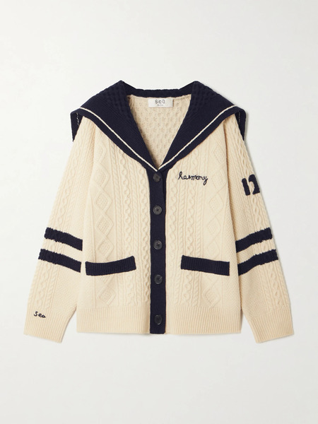  Sea Sea - Maren Embroidered Cable-knit Wool Cardigan - Cream 