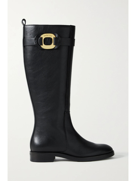  See By Chloé See By Chloé - Chany Embellished Leather Knee Boots - Black 