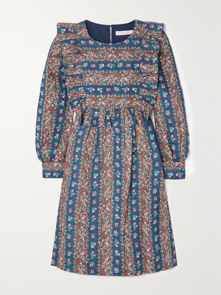  See By Chloé See By Chloé - Deva Printed Linen Midi Dress - Blue 