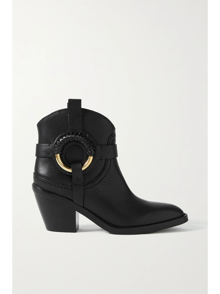  See By Chloé See By Chloé - Hana Embellished Leather Ankle Boots - Black 