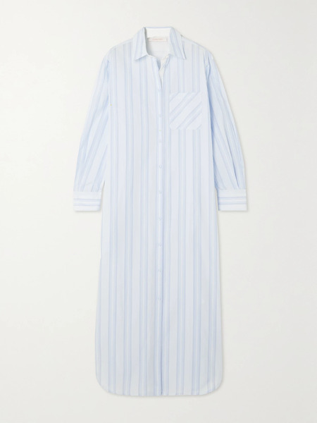  See By Chloé See By Chloé - Striped Cotton-poplin Midi Shirt Dress - Light Blue 