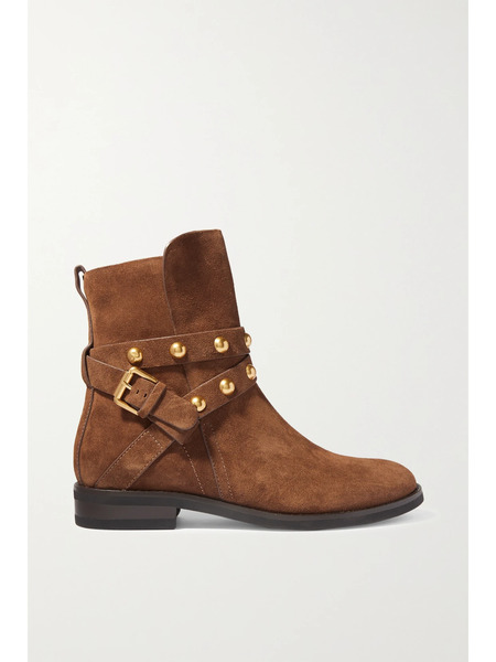 See By Chloé See By Chloé - Studded Suede Ankle Boots - Tan 