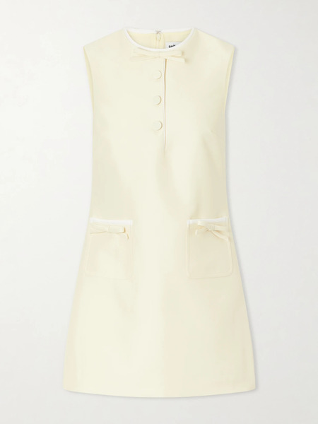  Self-portrait Self-portrait - Bow-detailed Taffeta Mini Dress - Yellow 