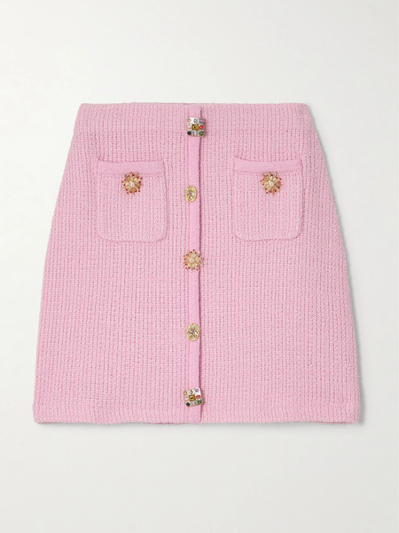  Self-portrait Self-portrait - Embellished Knitted Mini Skirt - Pink 