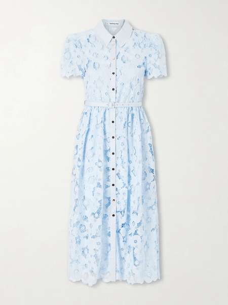  Self-portrait Self-portrait - Embroidered Guipure Lace Midi Dress - Blue 