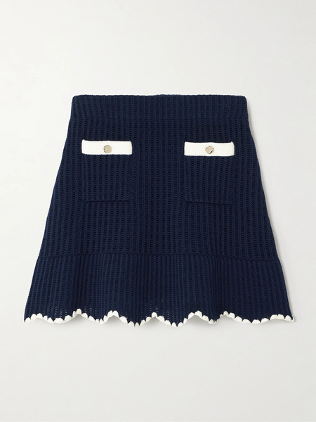  Self-portrait Self-portrait - Knitted Mini Skirt - Navy 