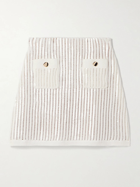  Self-portrait Self-portrait - Sequined Crocheted Cotton And Cashmere-blend Mini Skirt - White 