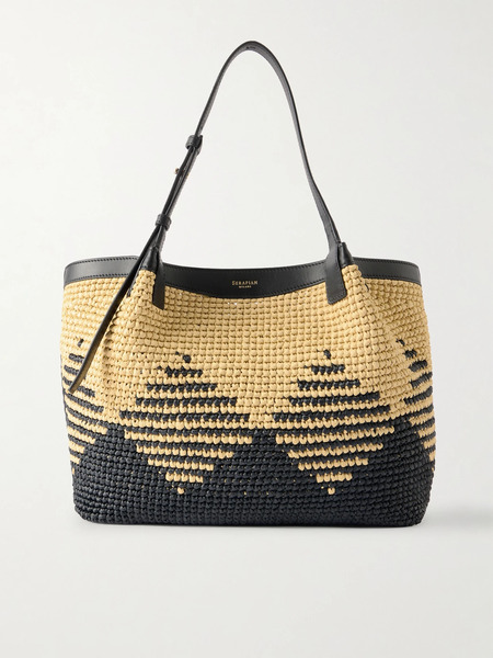  Serapian Serapian - Secret Leather-trimmed Woven Raffia Tote - Tan 