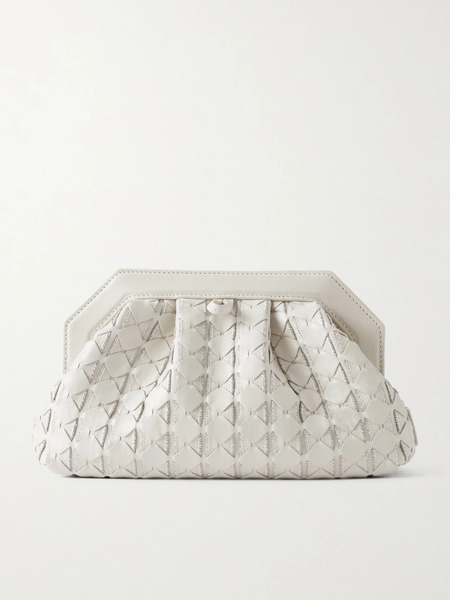  Serapian Serapian - Secret Mini Embellished Woven Leather Clutch - Ivory 