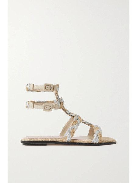  Serena Uziyel Serena Uziyel - Ronda Metallic Braided Jute And Leather Sandals - Beige 