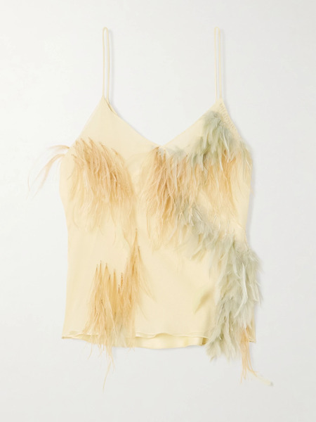  Sharon Wauchob Sharon Wauchob - Feather-trimmed Tulle And Satin Camisole - Ivory 