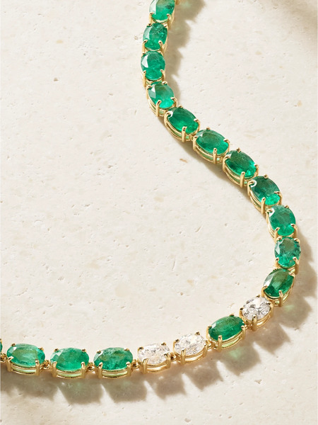  Shay Shay - 18-karat Gold Emerald And Diamond Tennis Necklace - Green 