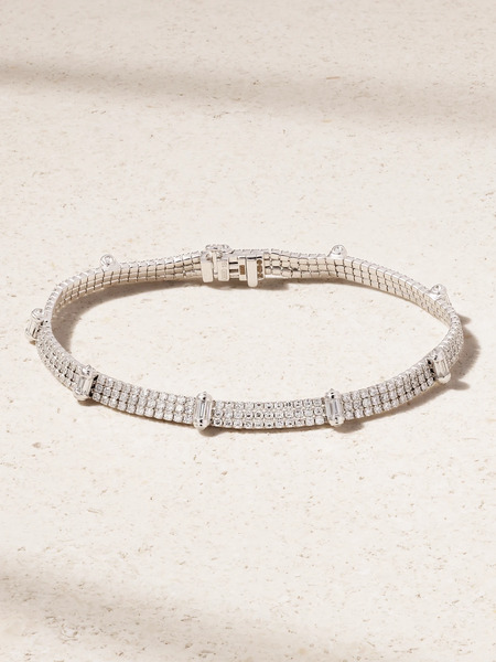  Shay Shay - Triple Thread Ripple 18-karat White Gold Diamond Bracelet - One Size 