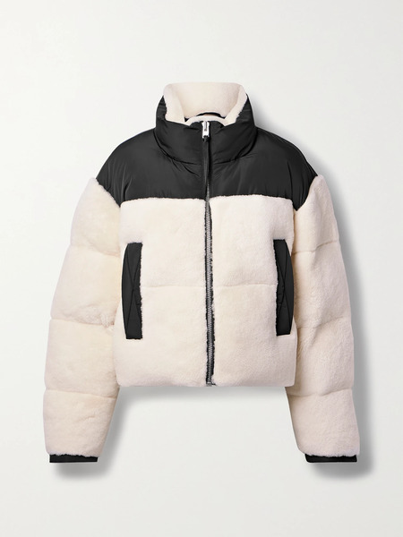  Shoreditch Ski Club Shoreditch Ski Club - Maya Shell-trimmed Quilted Padded Shearling Jacket - White 