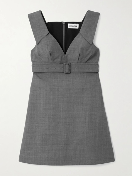  Shushu/tong Shushu/tong - Belted Woven Mini Dress - Gray 