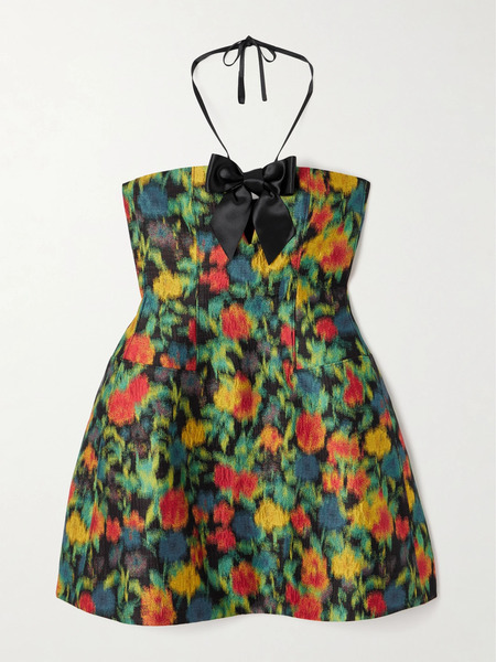 Shushu/tong Shushu/tong - Bow-embellished Brocade Mini Dress - Green 