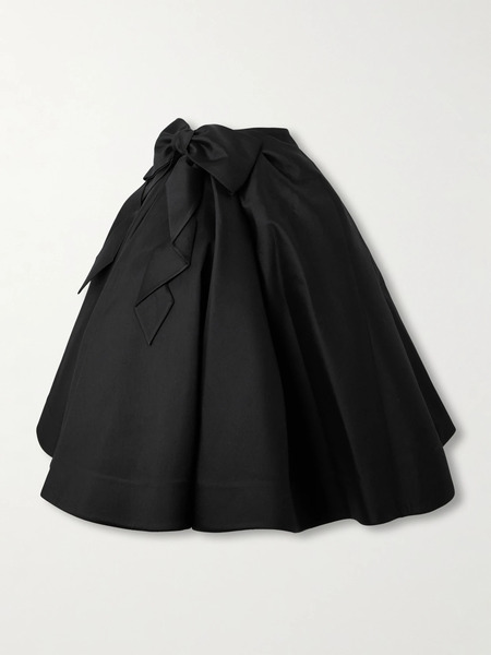  Shushu/tong Shushu/tong - Bow-embellished Wool And Silk-blend Twill Midi Skirt - Black 