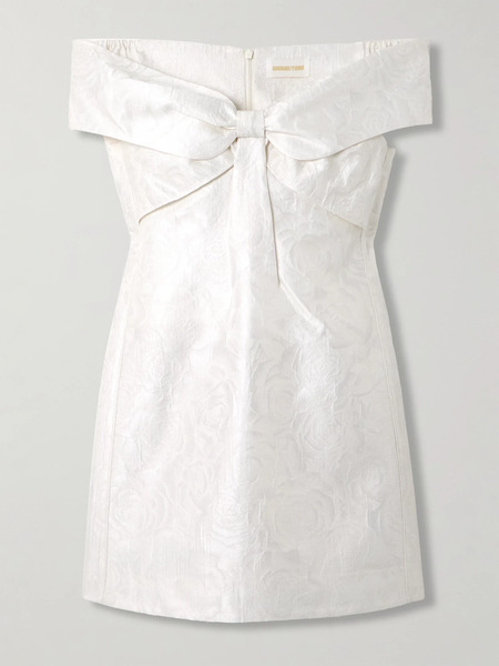  Shushu/tong Shushu/tong - Cold-shoulder Bow-embellished Jacquard Mini Dress - White 