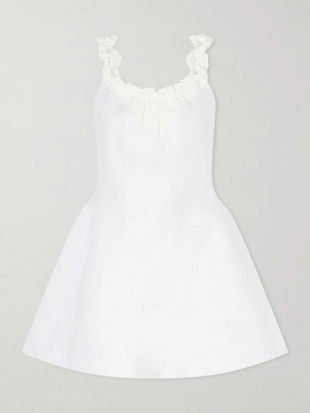  Shushu/tong Shushu/tong - Gathered Paneled Linen Mini Dress - Blue 