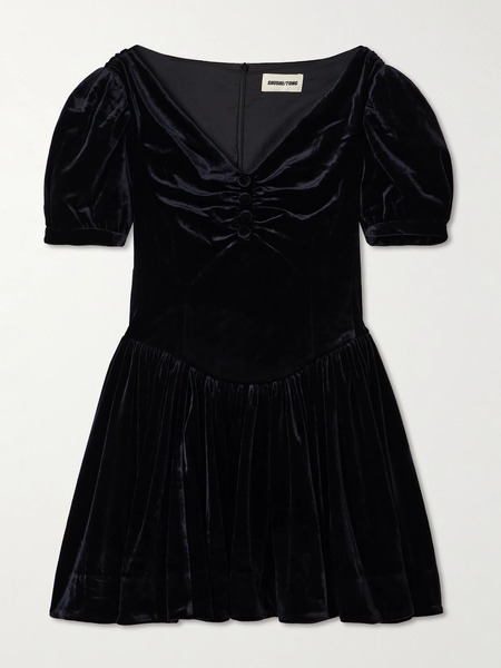  Shushu/tong Shushu/tong - Gathered Velvet Mini Dress - Black 