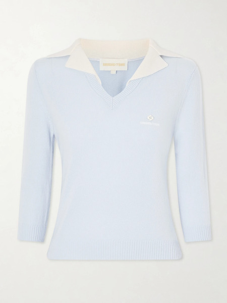  Shushu/tong Shushu/tong - Logo-appliquéd Ribbed Wool Top - Blue 