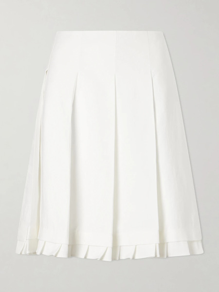  Shushu/tong Shushu/tong - Pleated Linen Midi Skirt - White 