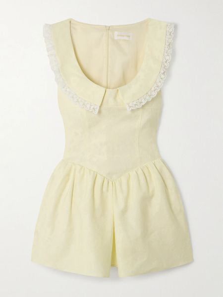  Shushu/tong Shushu/tong - Ruffled Lace-trimmed Cady-jacquard Mini Dress - Yellow 