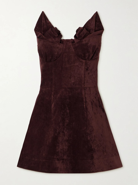  Shushu/tong Shushu/tong - Strapless Faux Suede Mini Dress - Burgundy 