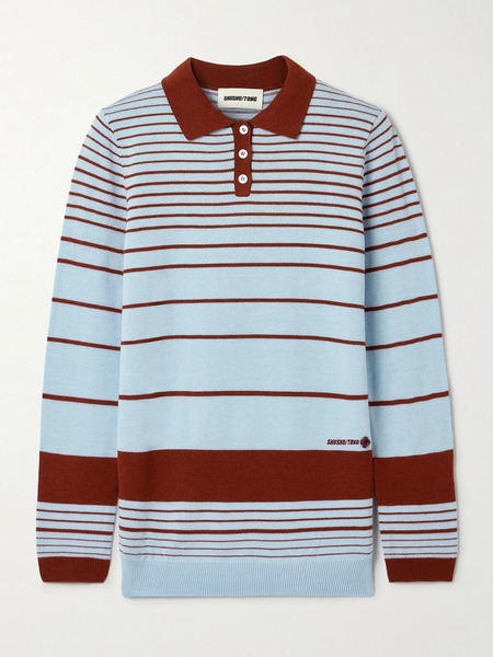  Shushu/tong Shushu/tong - Striped Knitted Polo Sweater - Blue 