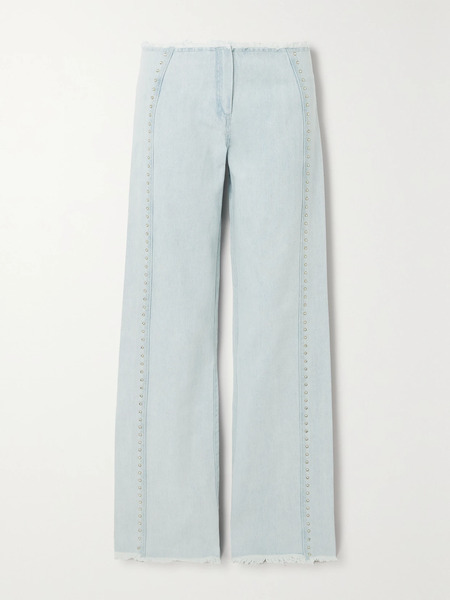  Siedrés Siedrés - Giny Frayed Embellished High-rise Wide-leg Jeans - Light Denim 