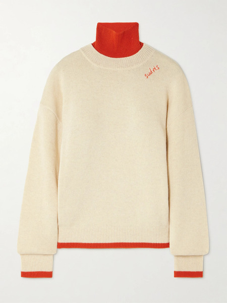  Siedrés Siedrés - Layered Embroidered Knitted Turtleneck Sweater - Ecru 
