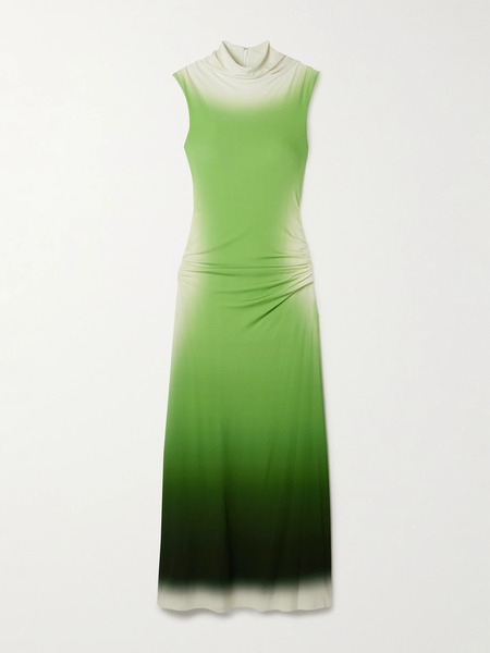  Simkhai Simkhai - Aldina Ruched Ombré Stretch-jersey Turtleneck Maxi Dress - Green 