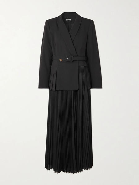  Simkhai Simkhai - Alexandra Belted Pleated Crepe Midi Dress - Black 