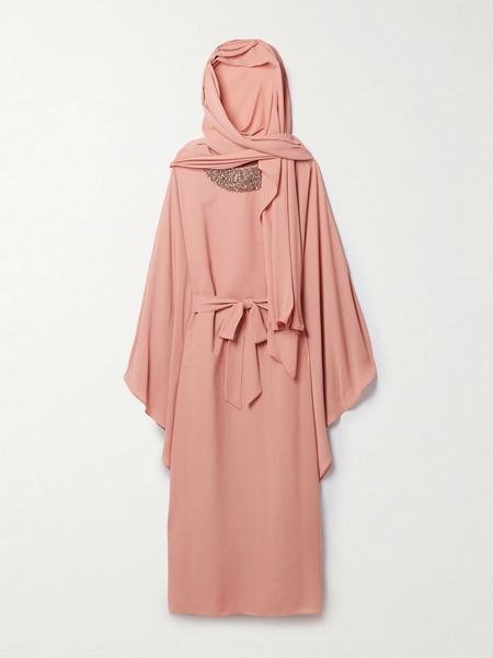  Simkhai Simkhai - Belted Crystal-embellished Crepe Kaftan - Antique Rose 