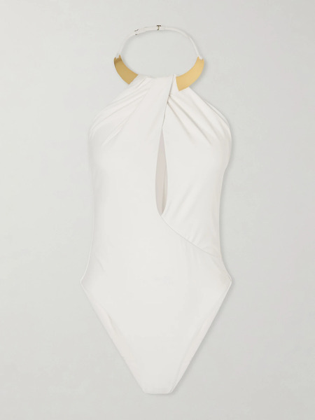  Simkhai Simkhai - Bindi Embellished Cutout Swimsuit - White 