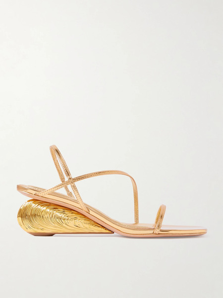  Simkhai Simkhai - Bridget Metallic Leather Wedge Sandals - Gold 