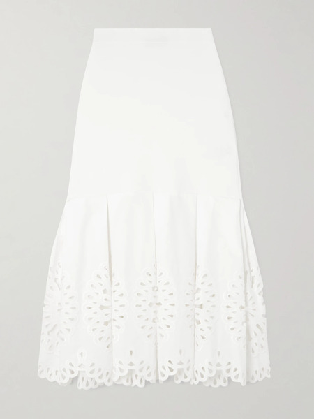  Simkhai Simkhai - Cotton-blend Guipure Lace And Knitted Midi Skirt - White 