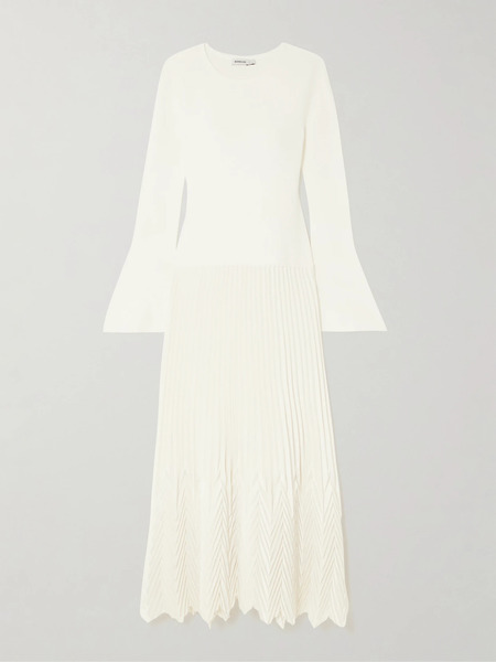  Simkhai Simkhai - Damoni Jersey And Plissé-satin Midi Dress - Ivory 