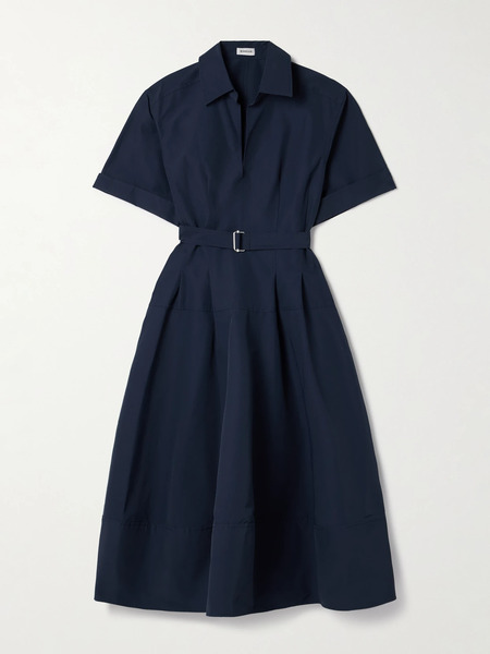  Simkhai Simkhai - Deanna Belted Cotton-blend Faille Midi Shirt Dress - Navy 