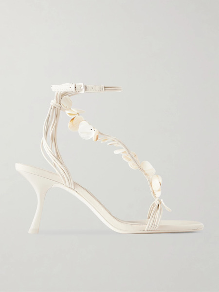  Simkhai Simkhai - Elin Shell-embellished Leather Sandals - White 