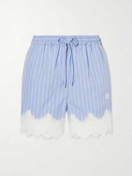 Simkhai Simkhai - Emmie Striped Lace Cotton Shorts - Blue 